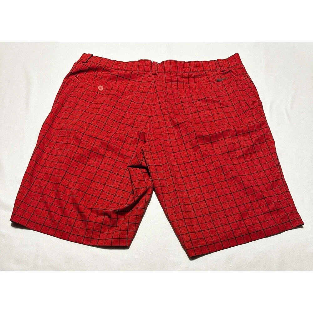 Nike Golf Shorts Mens Size 38 Red Black Grid Dri-FIT Tour Performance 639801-647